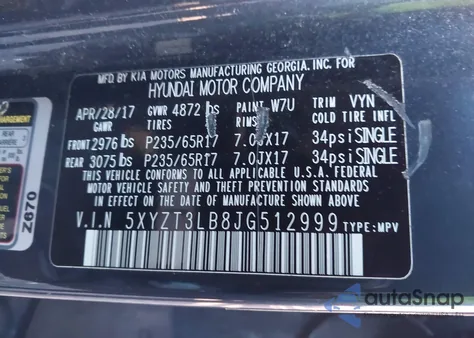 2018 Hyundai Santa Fe Sport 2.4L z USA, uszkodzony, nr VIN 5XYZT3LB8JG512999